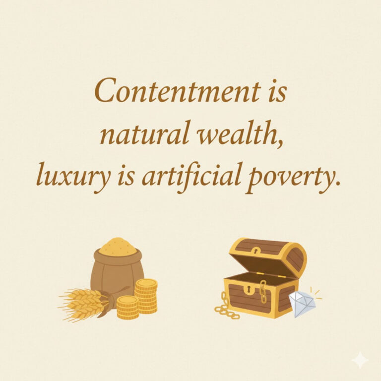 Contentment is natural wealth, luxury is artificial poverty.