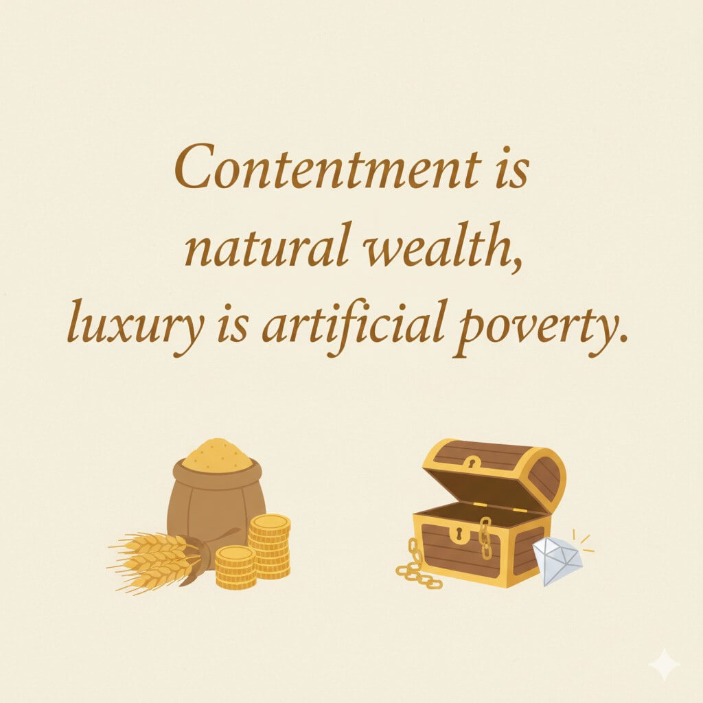 Contentment is natural wealth, luxury is artificial poverty.