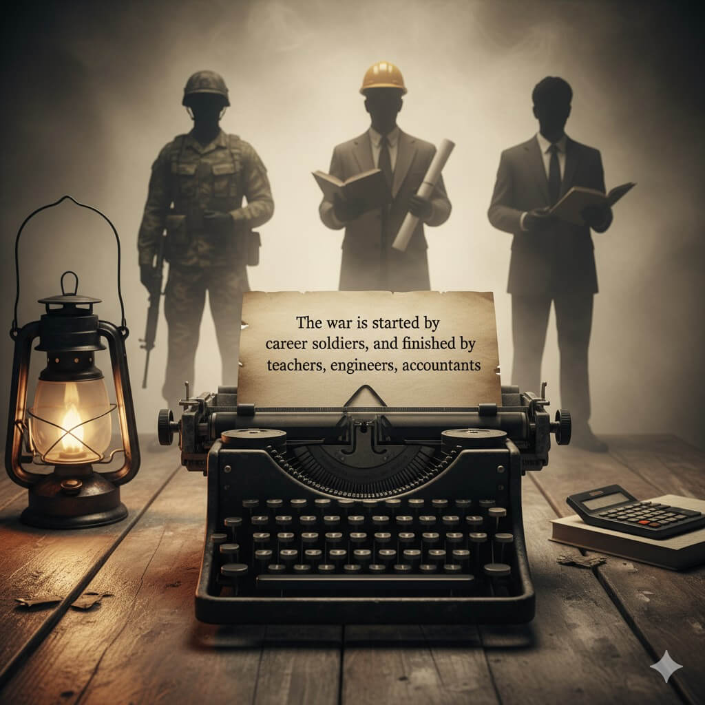 'The war is started by career soldiers, and finished by teachers, engineers, accountants'