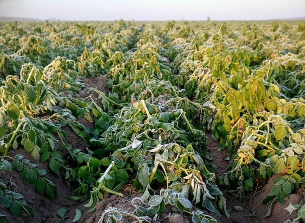 Crop damage due to cold wave