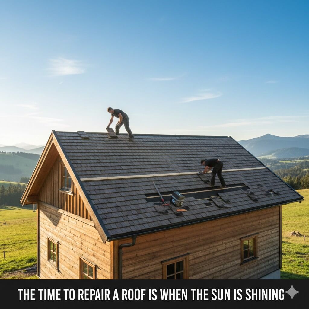 The time to repair a roof is when the sun is shining