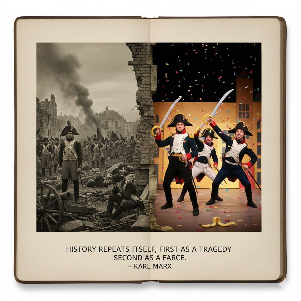 History repeats itself, first as a tragedy, second as a farce.