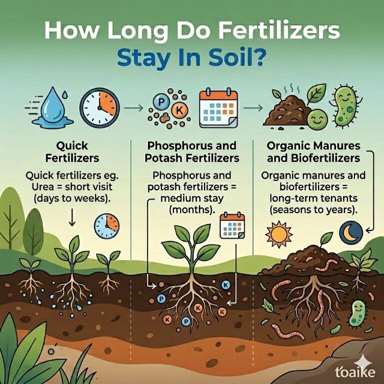 How long do fertilizers stay in soil?